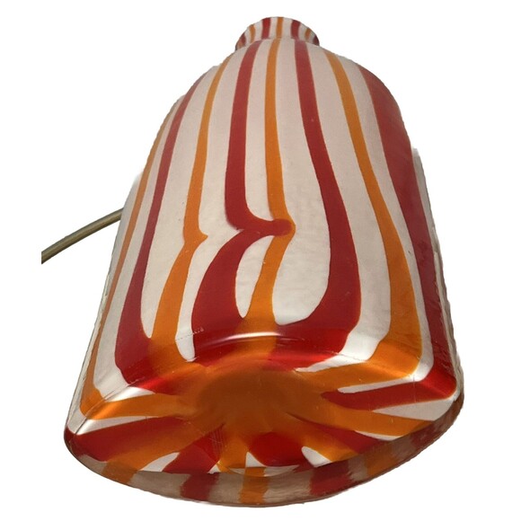 Art Glass Vase Vintage Tall Bottle Stripe White Red Orange Decorative Modern 13" - Picture 3 of 4